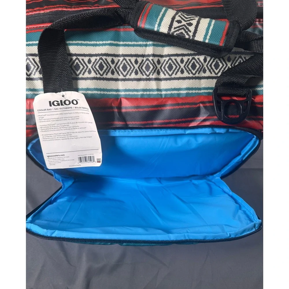 Igloo MaxCold 36 Can Snapdown Cooler Bag Red Blanket Stripe Southwestern Pattern